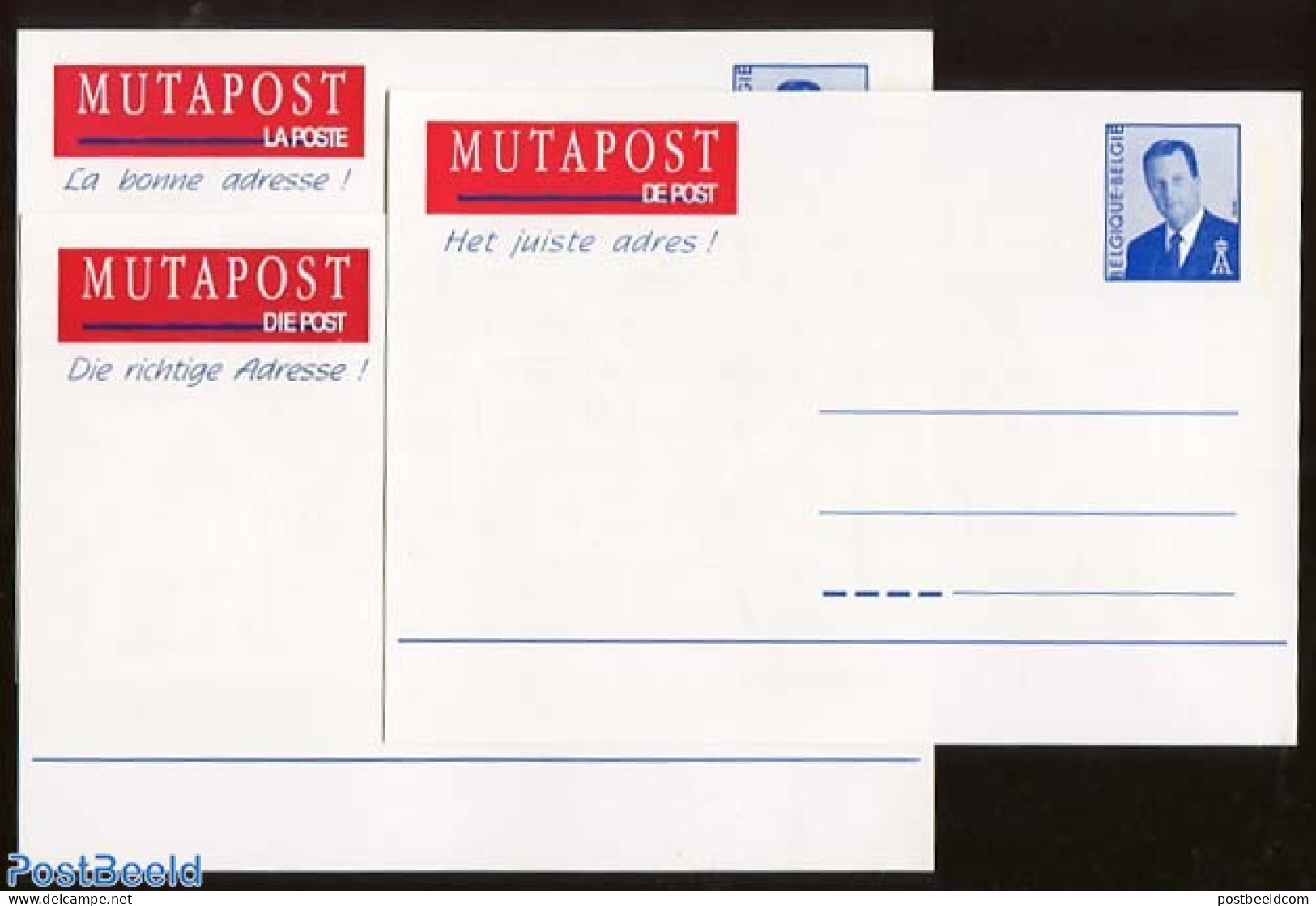 Belgium 1996 Address Change Card Set (3 Cards), Unused Postal Stationary - Lettres & Documents