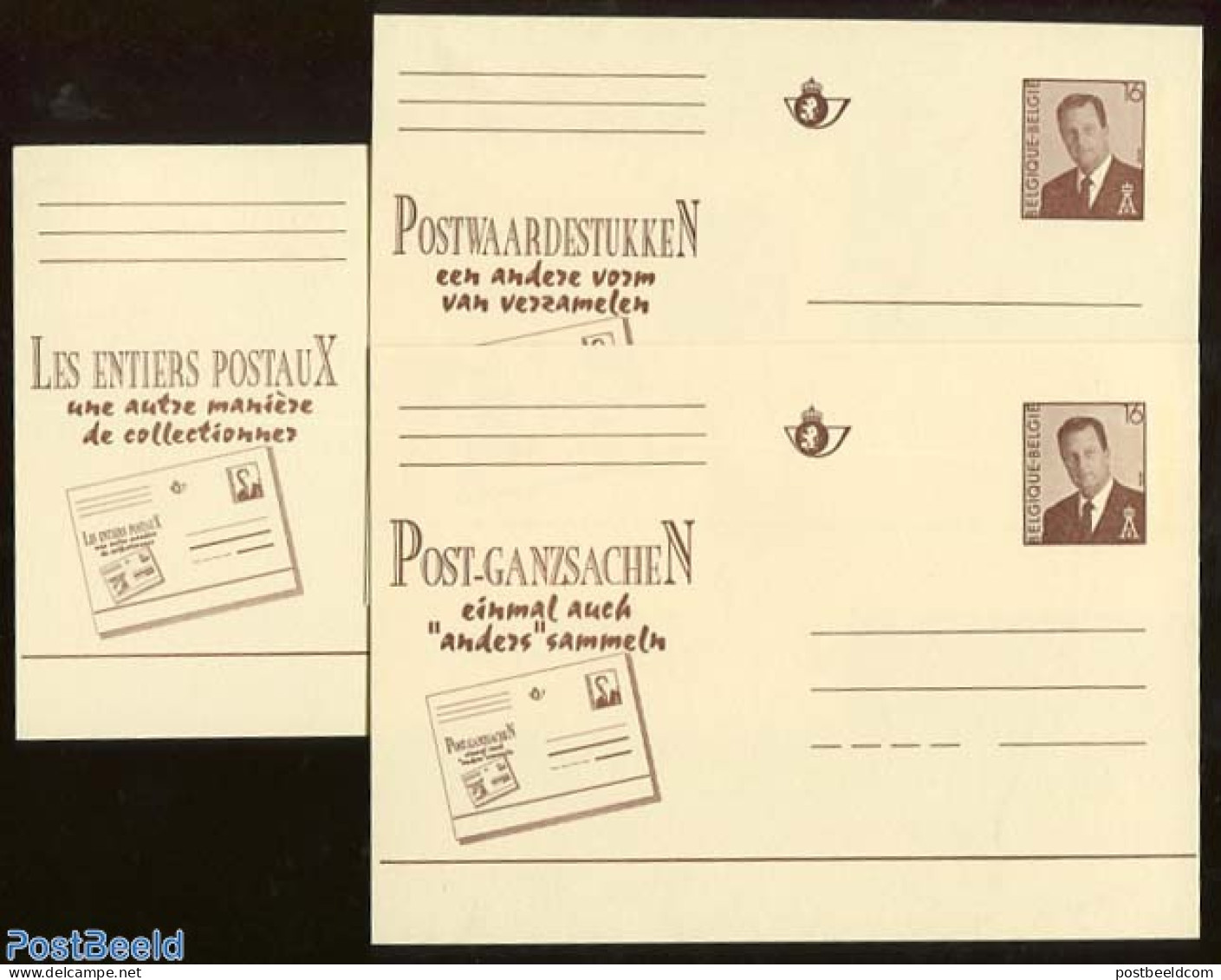 Belgium 1996 Postcard Set, Postal Stationery (3 Cards), Unused Postal Stationary - Lettres & Documents