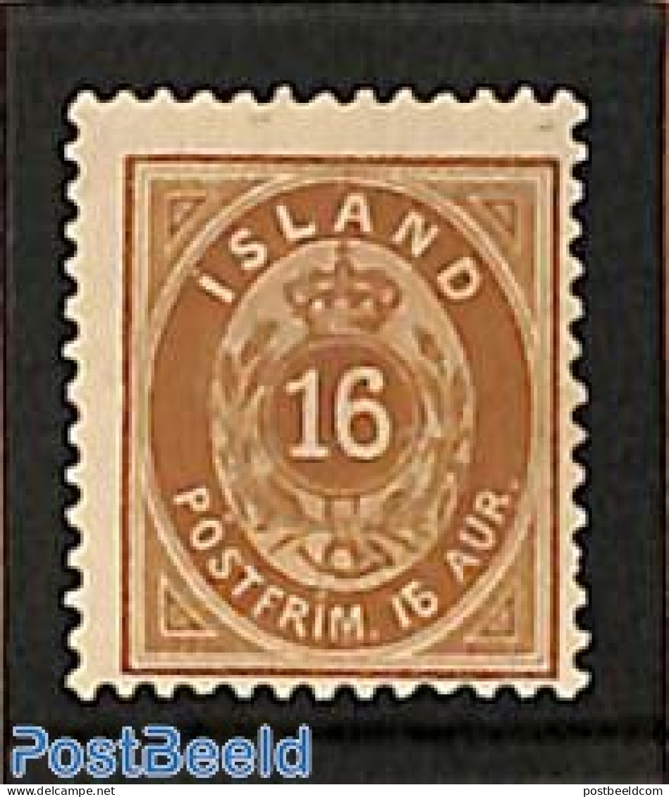 Iceland 1876 16A Brown, Perf. 12.75, Stamp Out Of Set, Unused (hinged) - Nuovi