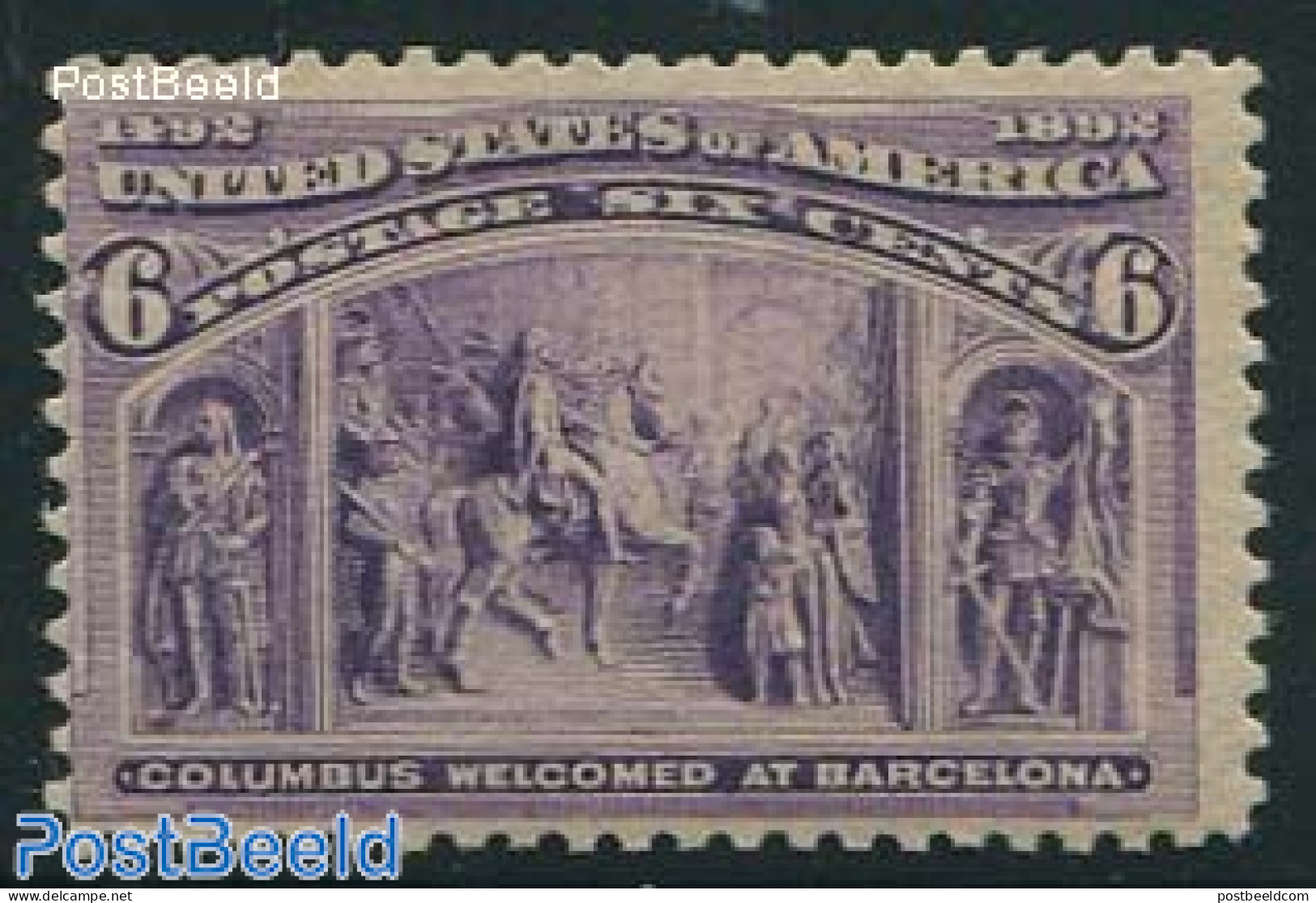 United States Of America 1893 6c, Columbus At Barcelona, Unused (hinged), History - Nature - Explorers - Horses - Neufs