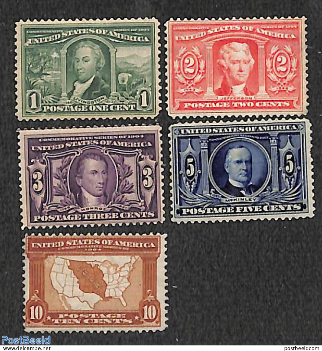 United States Of America 1904 Louisiana Exposition 5v, Unused (hinged), Various - Maps - Unused Stamps