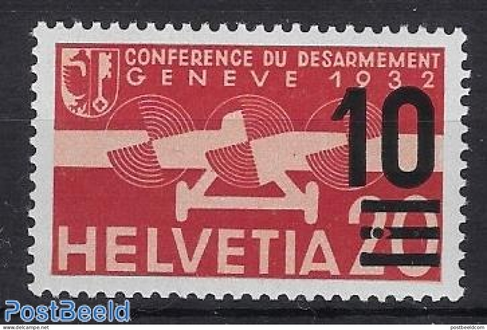 Switzerland 1936 Airmail Overprint, With Point In Centre Line Cert., Mint NH - Ungebraucht