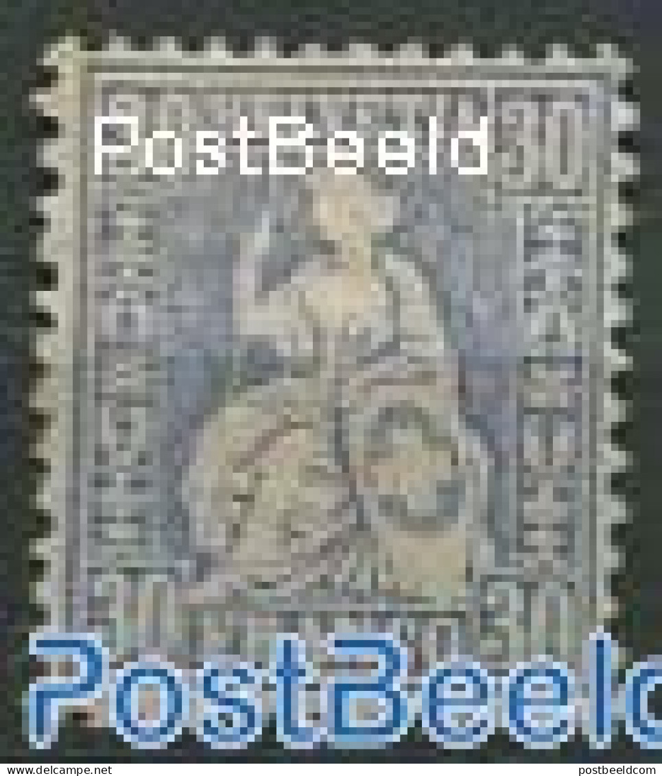 Switzerland 1867 30c Dull Ultramarin, Stamp Out Of Set, Unused (hinged) - Unused Stamps
