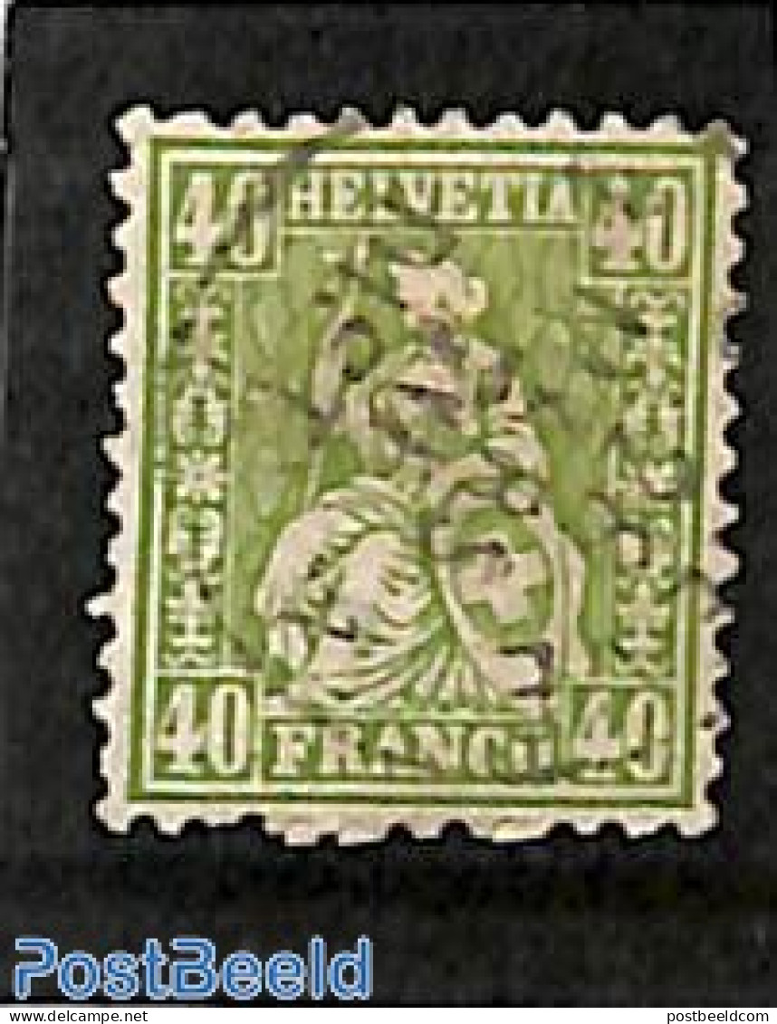 Switzerland 1862 40c, Green, Used, Used Stamps - Oblitérés