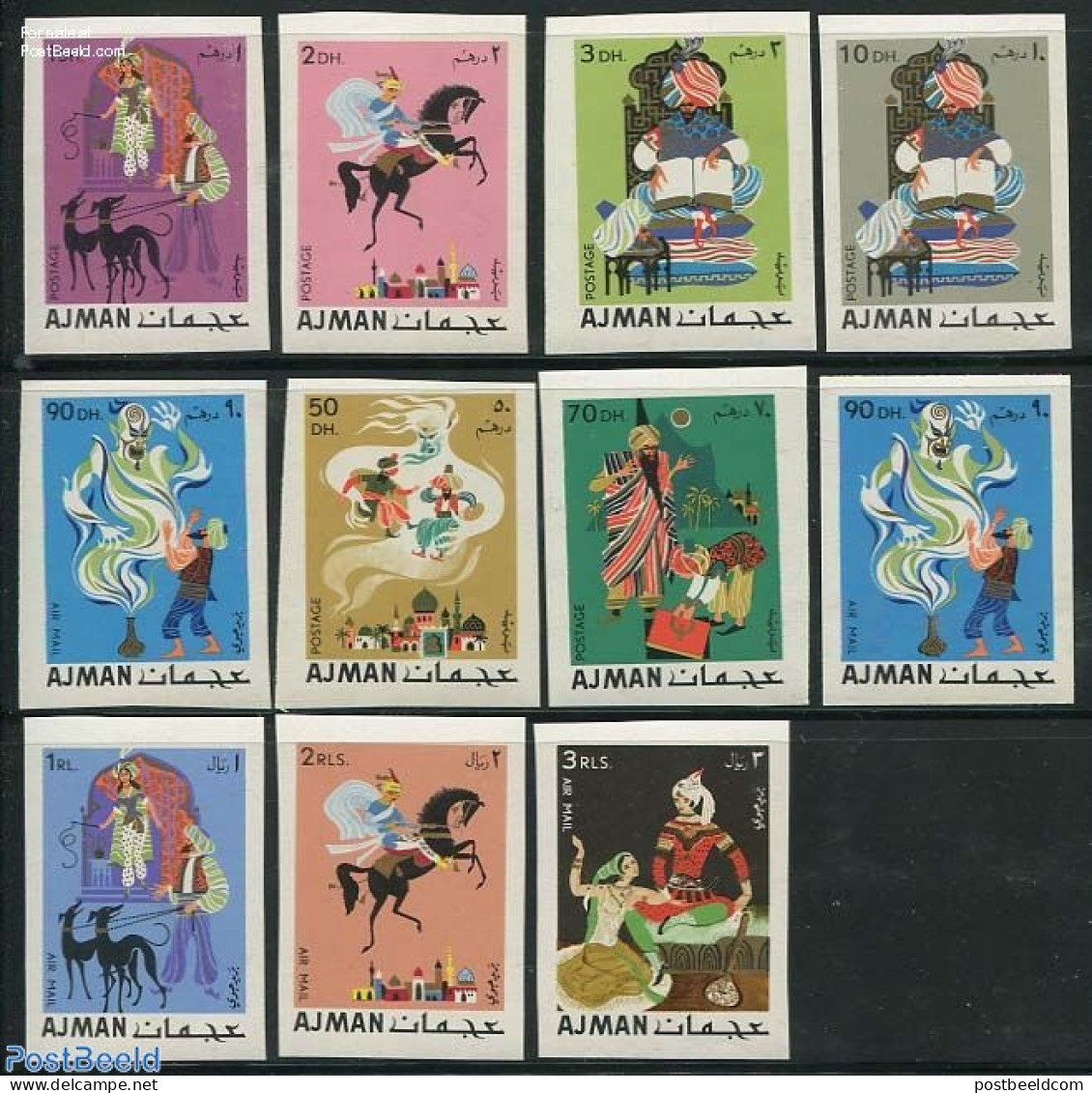 Ajman 1967 Oriental Fairy Tales 11v Imperforated, Mint NH, Art - Fairytales - Contes, Fables & Légendes