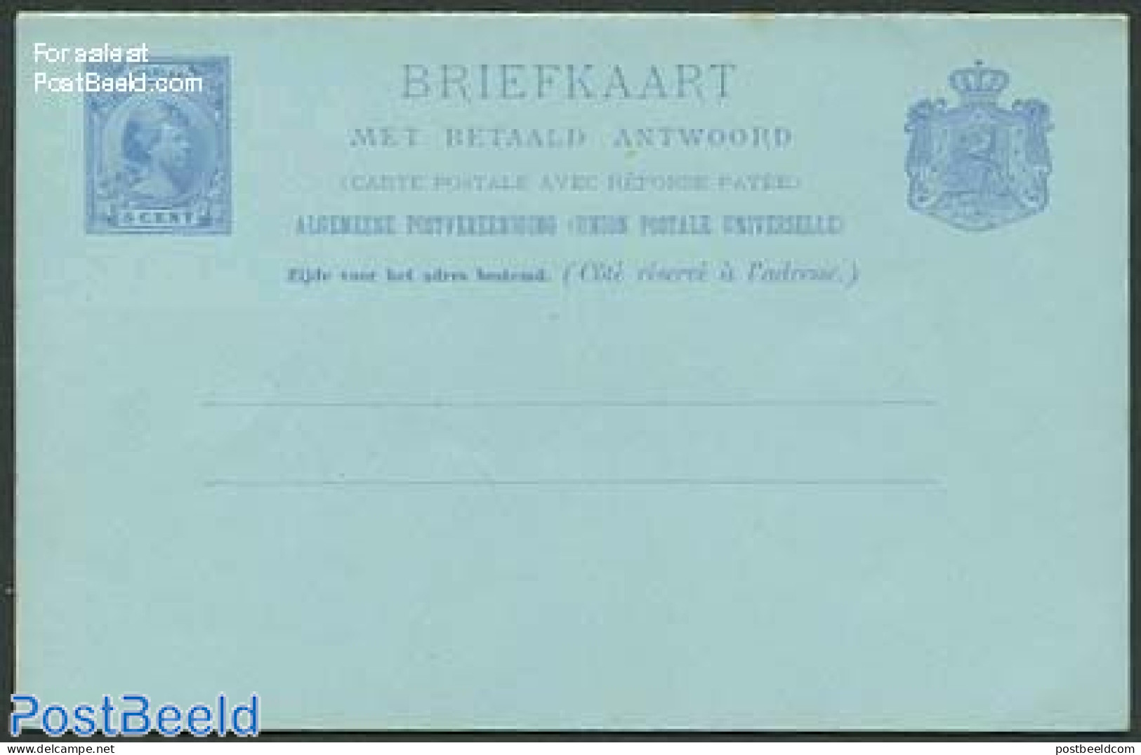 Netherlands 1891 Postcard With Answer 5+5c, Unused Postal Stationary - Covers & Documents