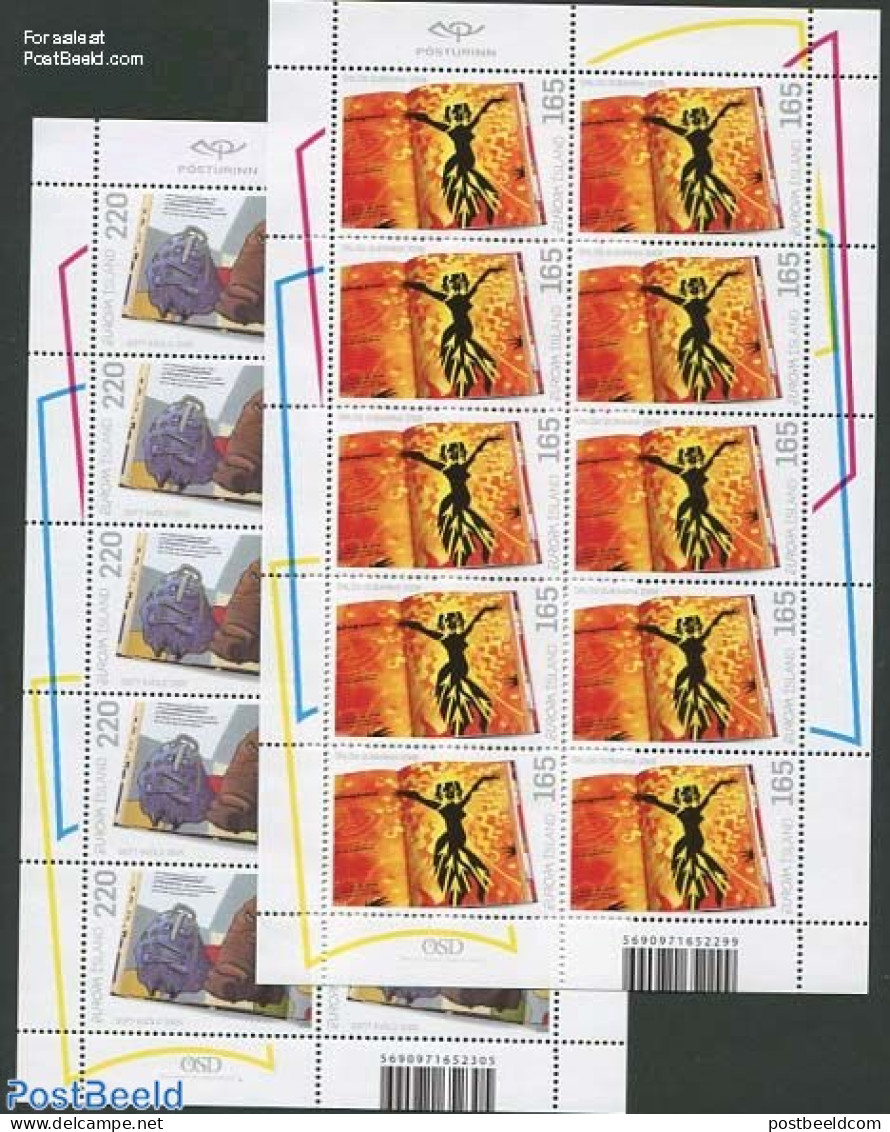 Iceland 2010 Europe, Childrens Books 2 M/s, Mint NH, History - Europa (cept) - Art - Children's Books Illustrations - Unused Stamps