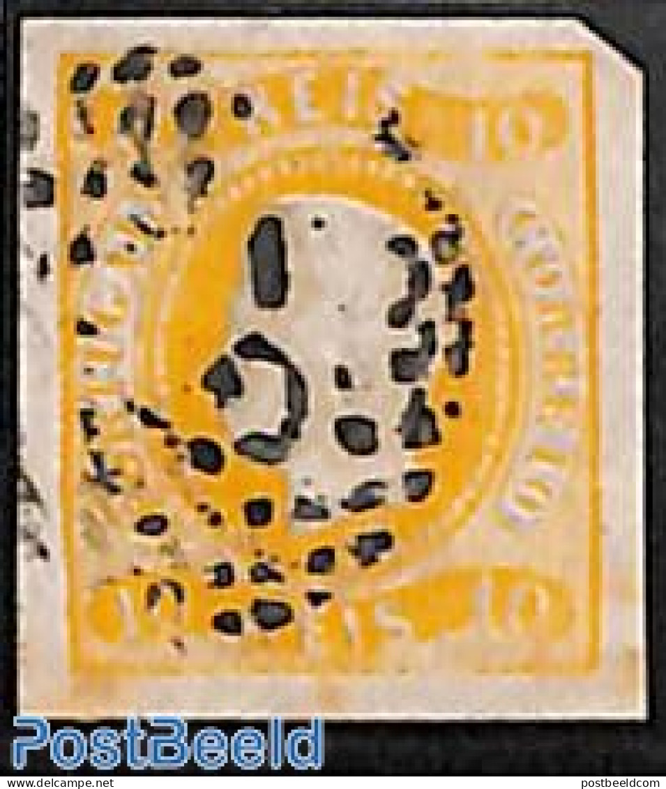 Portugal 1866 10R Orange, Used , Used Stamps - Oblitérés