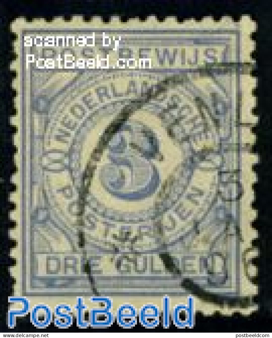 Netherlands 1884 3gld, Postbewijs, Used, Used Stamps - Gebraucht