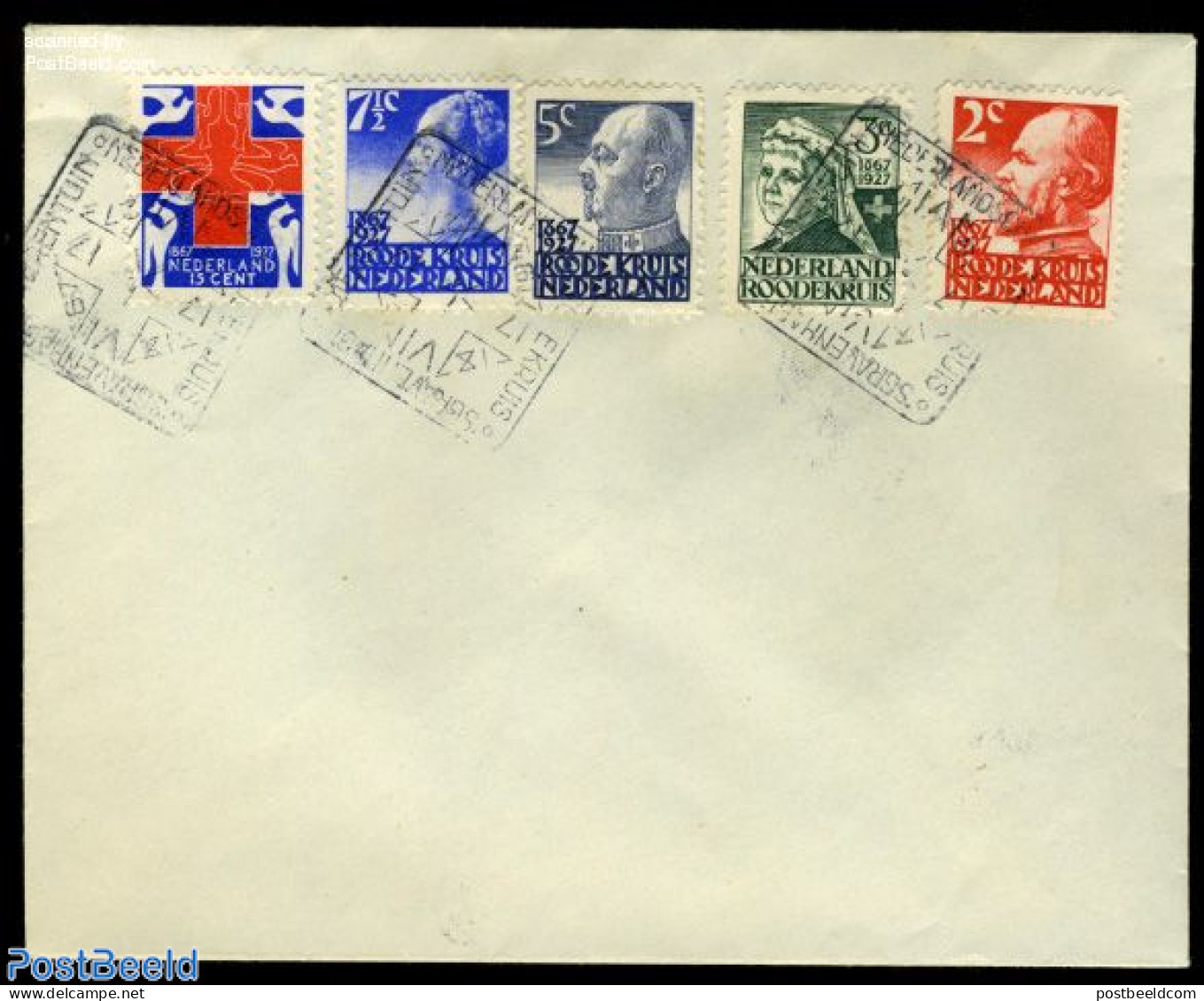 Netherlands 1927 Red Cross 5v On Cover With Special Cancellation, Postal History, Health - Red Cross - Covers & Documents