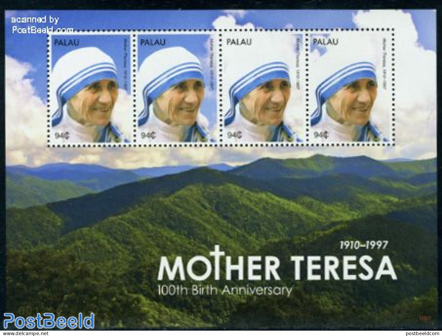 Palau 2010 Mother Theresa 4v M/s, Mint NH, History - Religion - Nobel Prize Winners - Religion - Nobelprijs