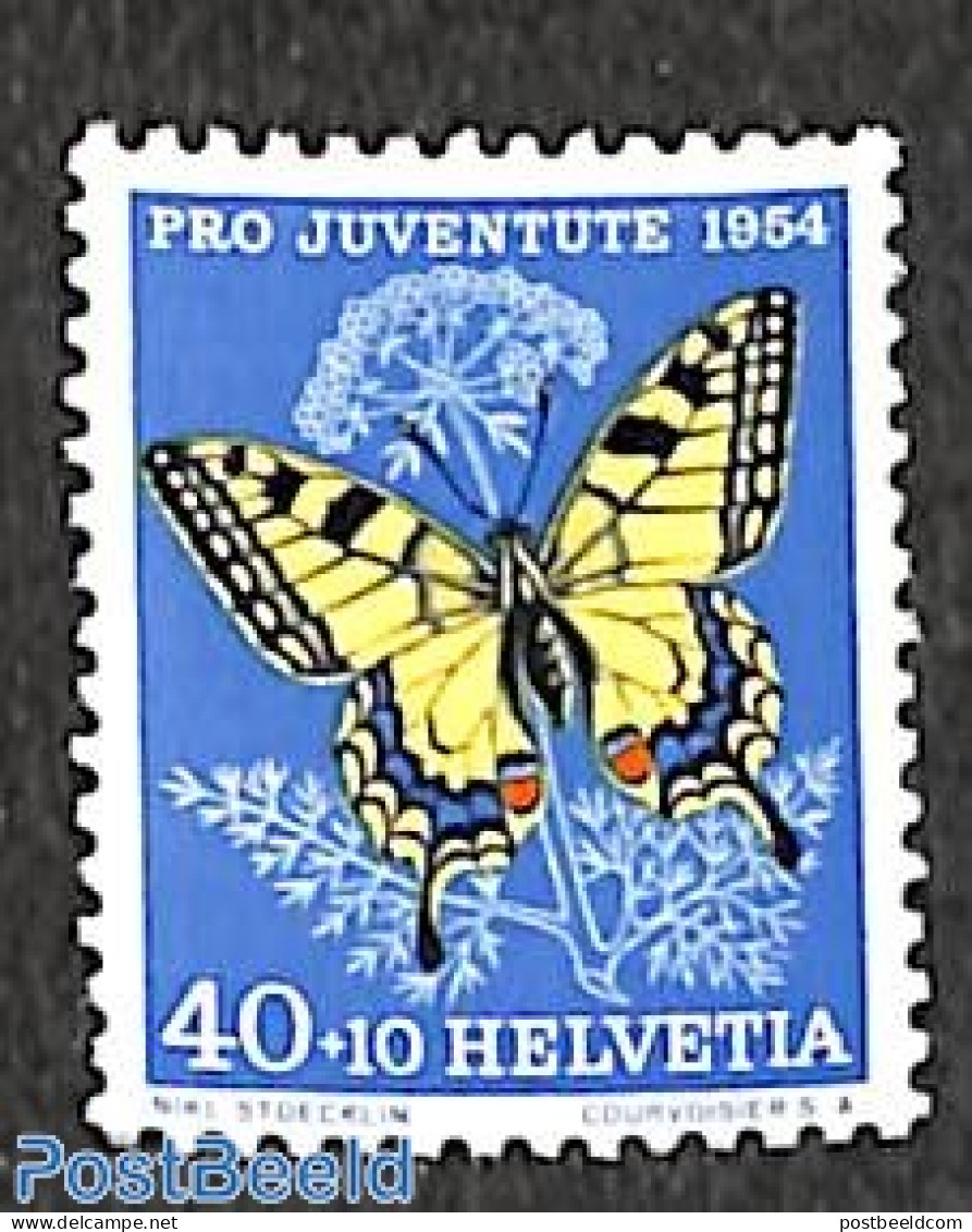 Switzerland 1954 40+10c, Stamp Out Of Set, Mint NH, Nature - Butterflies - Unused Stamps