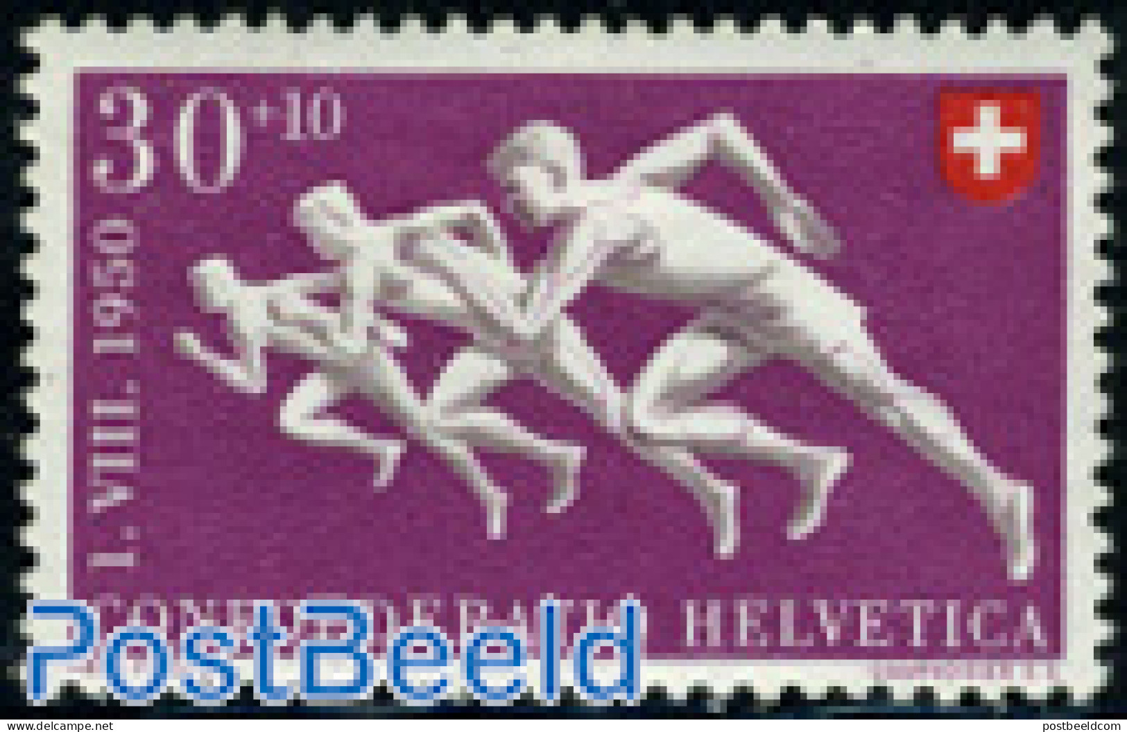 Switzerland 1950 30+10c, Stamp Out Of Set, Mint NH, Sport - Athletics - Sport (other And Mixed) - Neufs