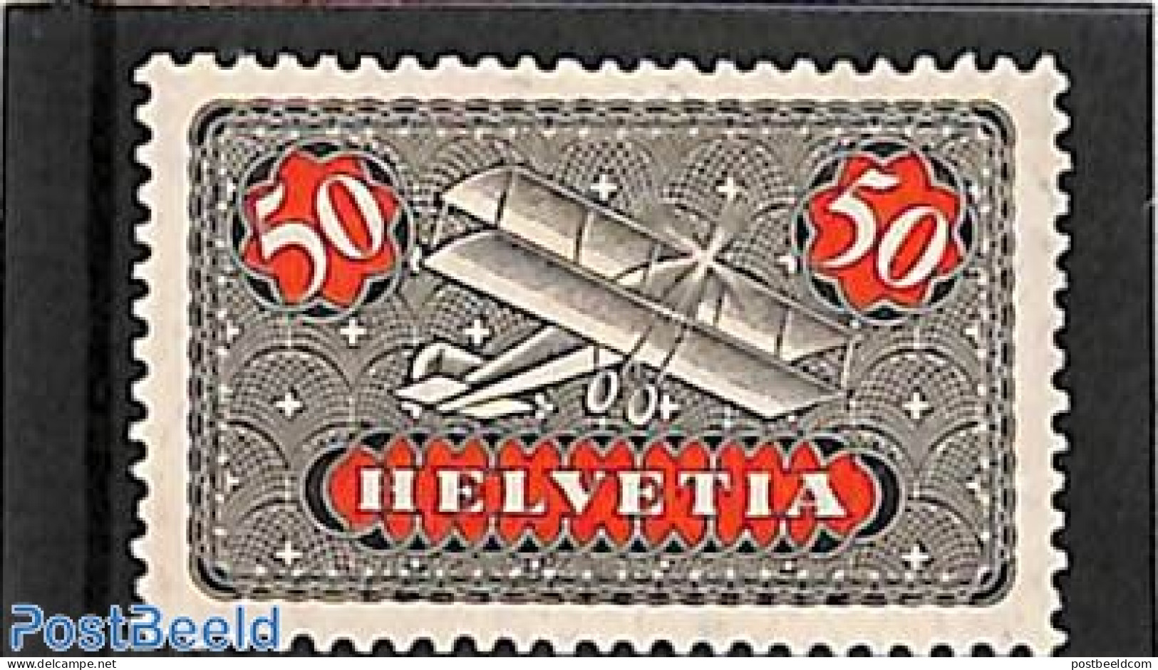 Switzerland 1923 50c, Normal Paper, Stamp Out Of Set, Unused (hinged), Transport - Aircraft & Aviation - Ungebraucht
