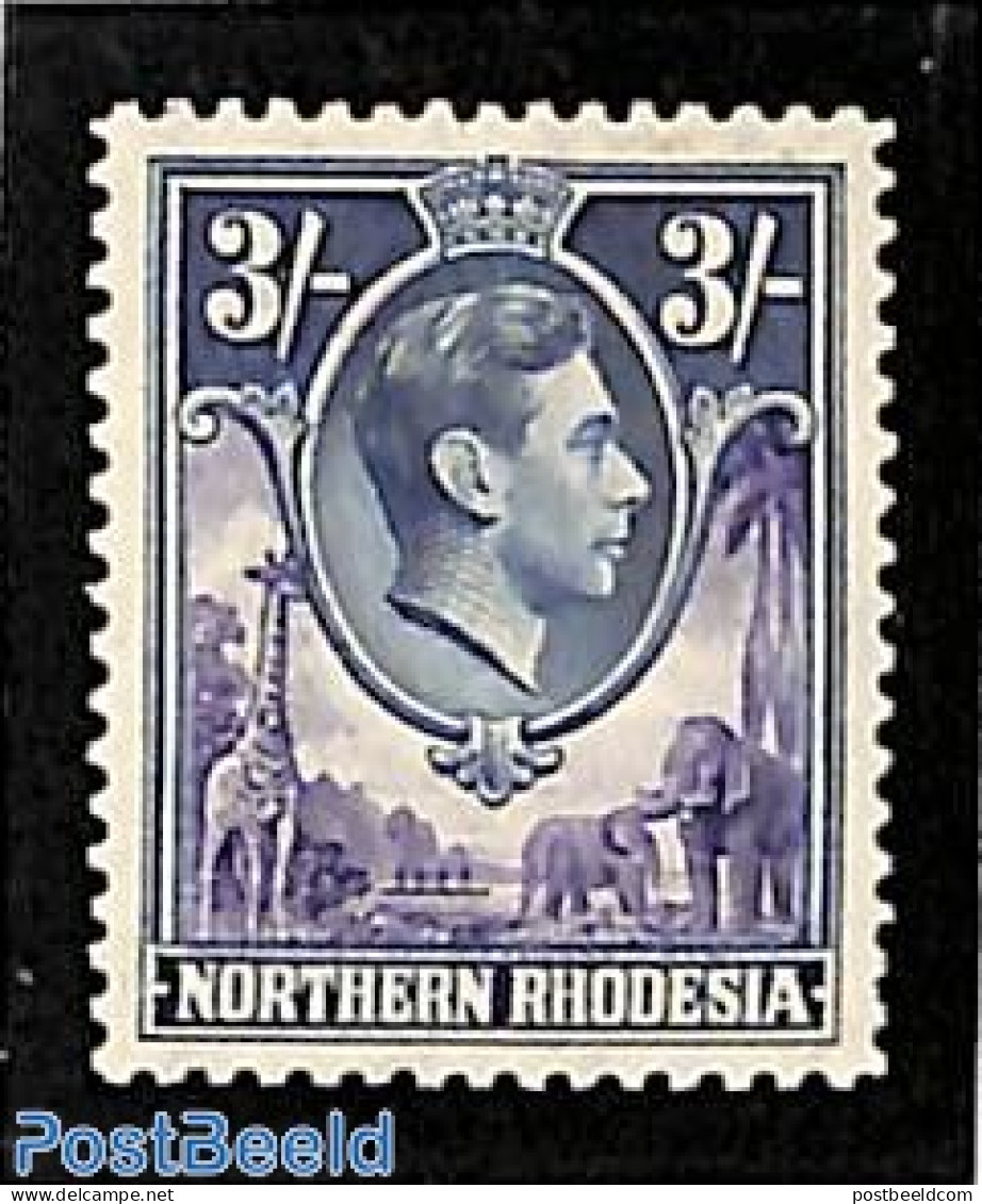 Rhodesia, North 1938 3Sh, Stamp Out Of Set, Unused (hinged), Nature - Animals (others & Mixed) - Elephants - Giraffe -.. - Northern Rhodesia (...-1963)