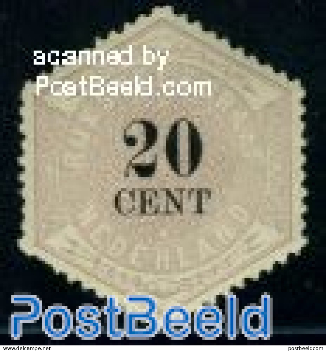 Netherlands 1877 20c, Telegram, Stamp Out Of Set, Unused (hinged) - Télégraphes