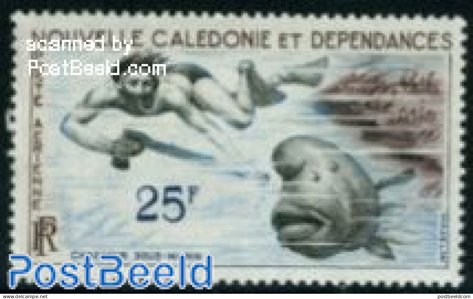 New Caledonia 1962 25F, Stamp Out Of Set, Mint NH, Nature - Sport - Fish - Fishing - Diving - Neufs