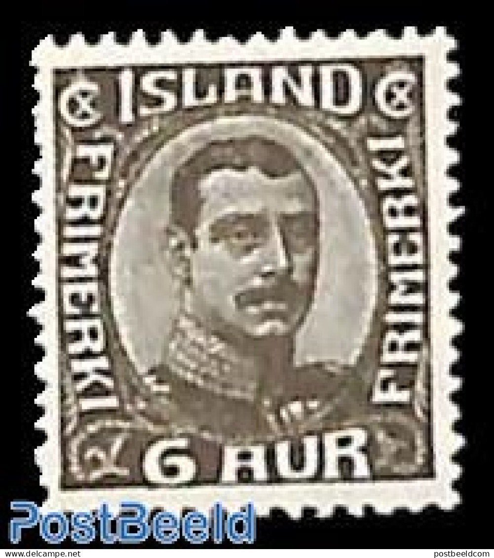 Iceland 1920 6A, Greyblack, Stamp Out Of Set, Unused (hinged) - Ungebraucht