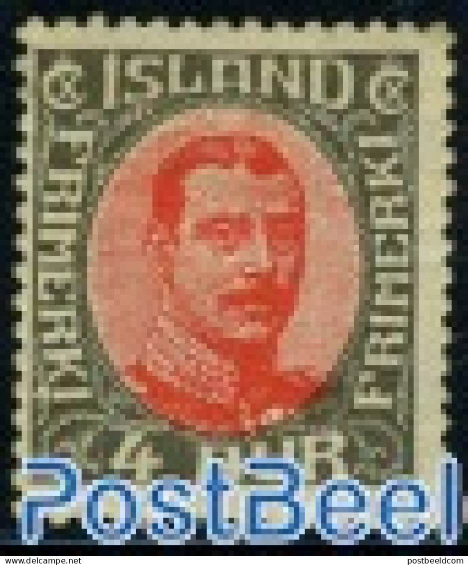 Iceland 1920 4A Grey/red, Stamp Out Of Set, Unused (hinged) - Neufs