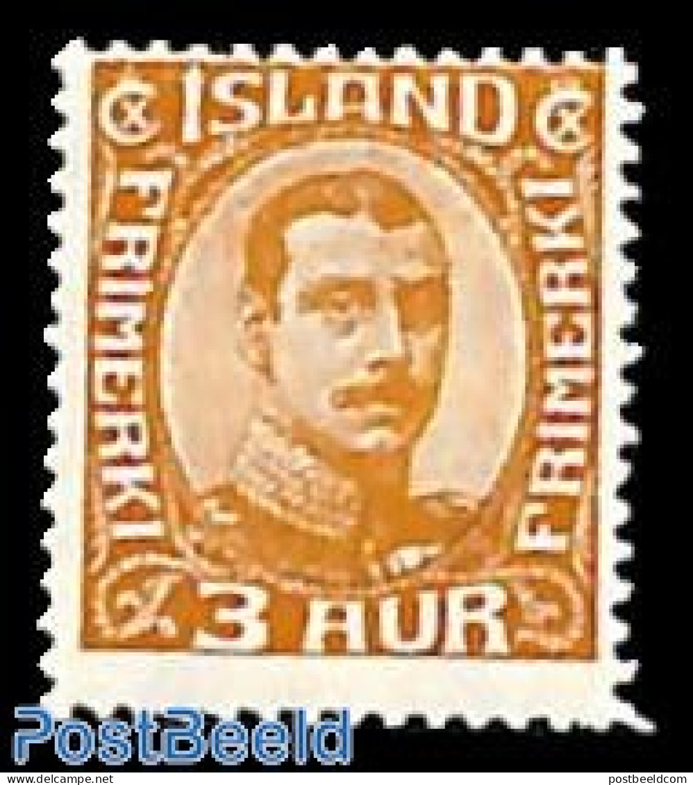 Iceland 1920 3A Brownyellow, Stamp Out Of Set, Unused (hinged) - Unused Stamps