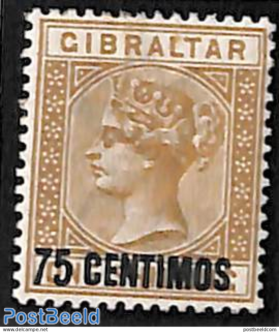 Gibraltar 1889 75c On 1Sh, Stamp Out Of Set, Unused (hinged) - Gibraltar