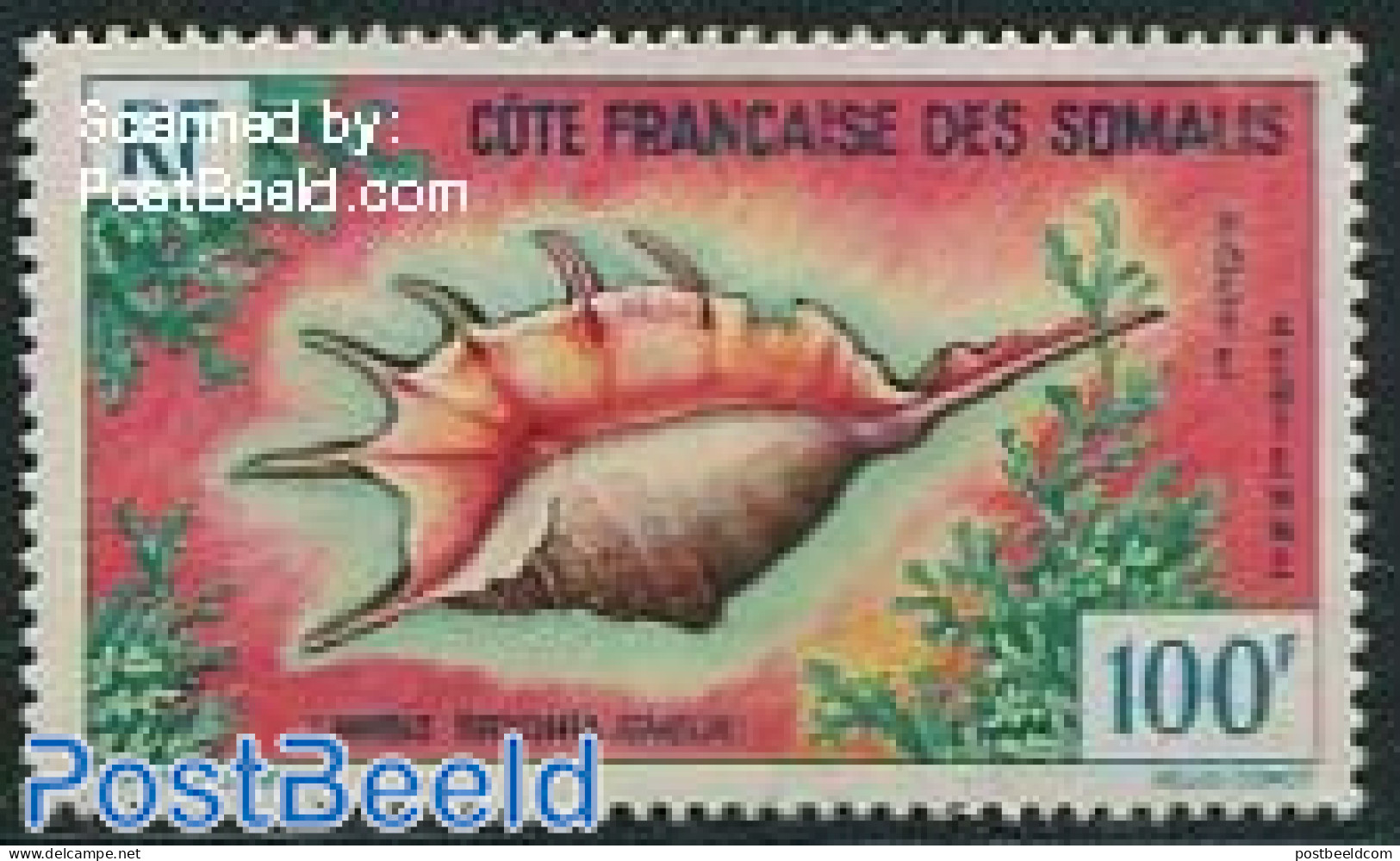 French Somalia 1962 100F, Stamp Out Of Set, Mint NH, Nature - Shells & Crustaceans - Marine Life