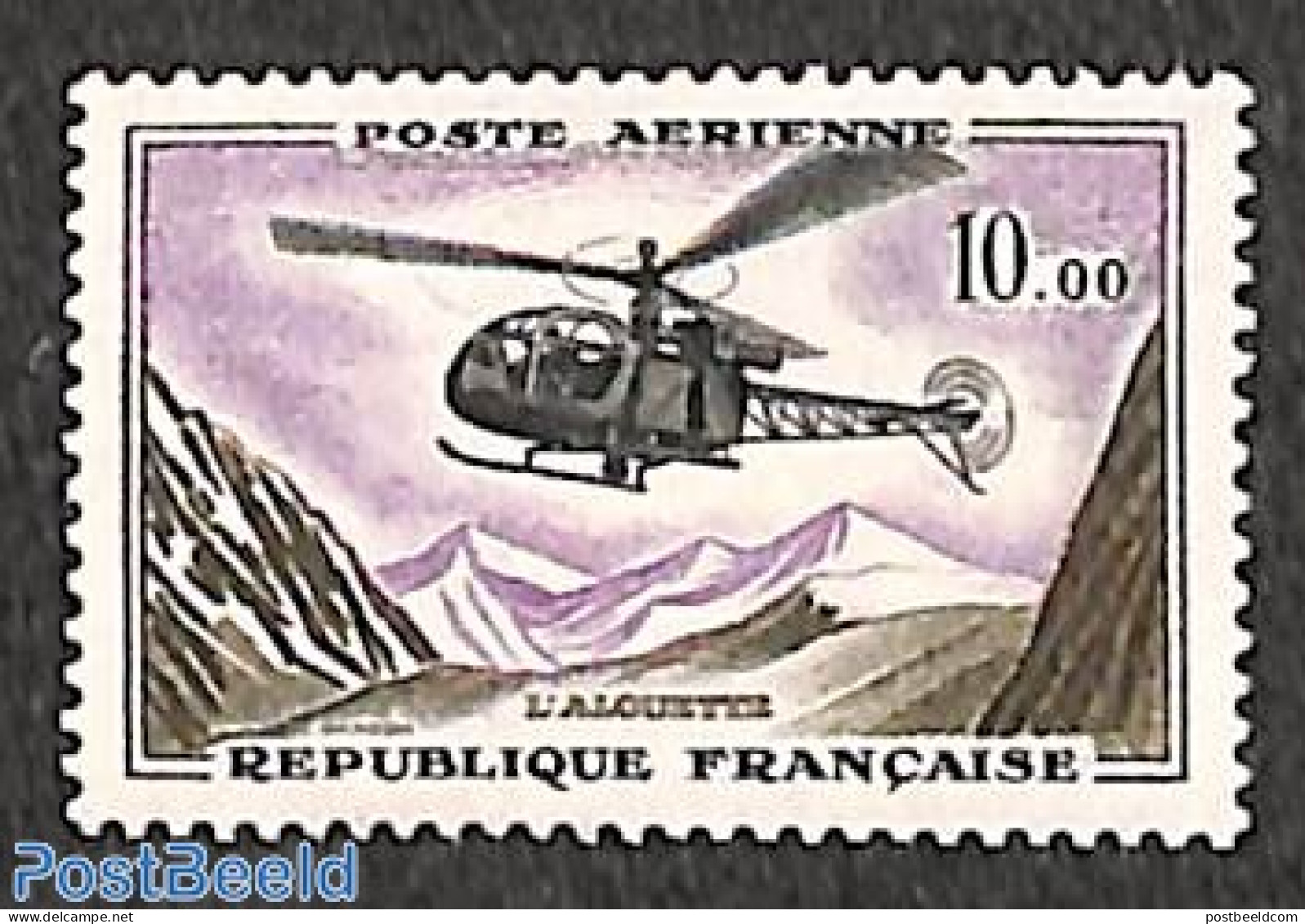 France 1960 10Fr, Stamp Out Of Set, Mint NH, Transport - Helicopters - Unused Stamps