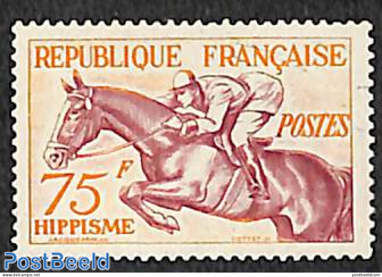 France 1953 75F, Stamp Out Of Set, Unused (hinged), Nature - Sport - Horses - Olympic Games - Unused Stamps