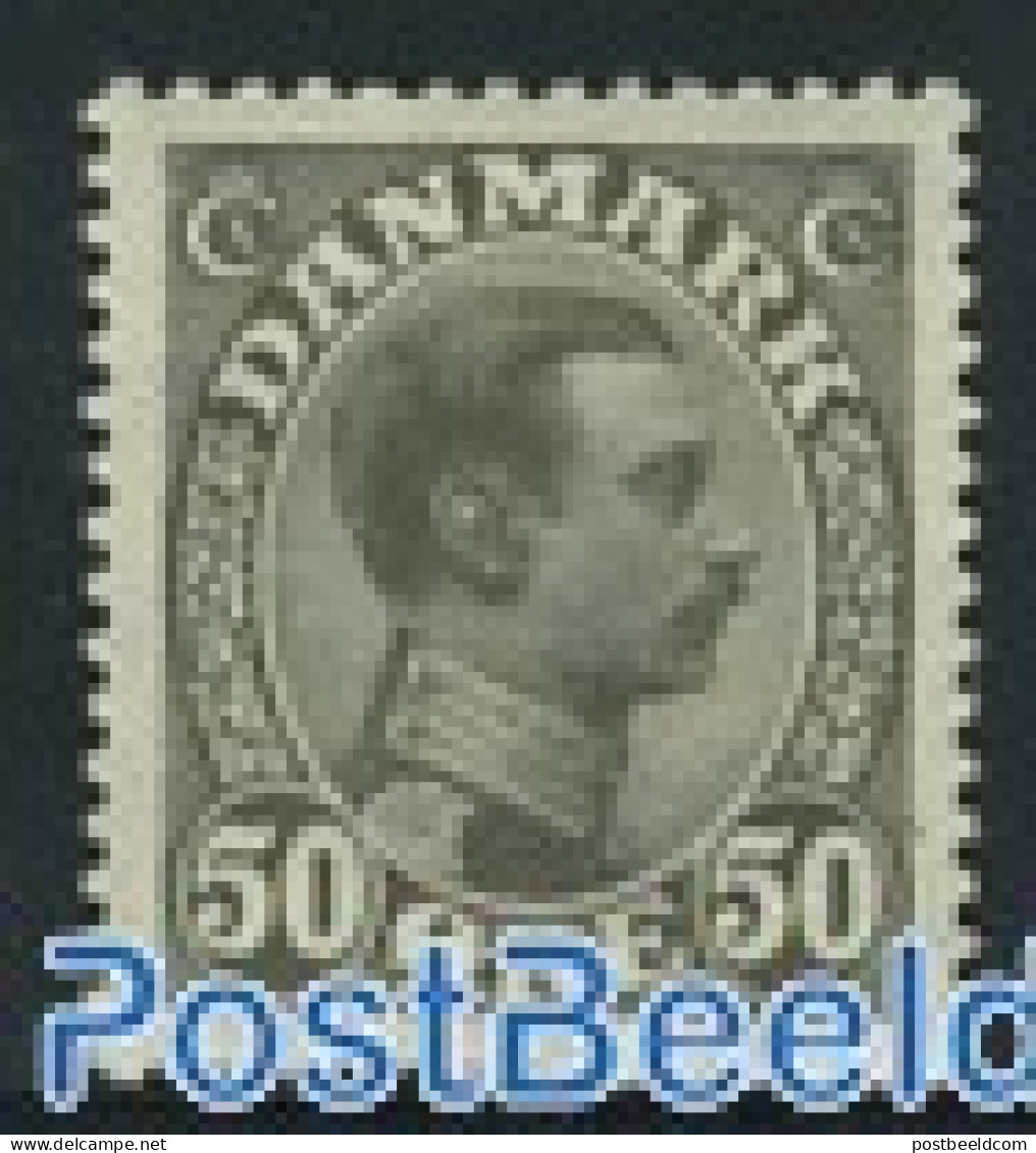 Denmark 1921 50o, Grey, Stamp Out Of Set, Unused (hinged) - Unused Stamps