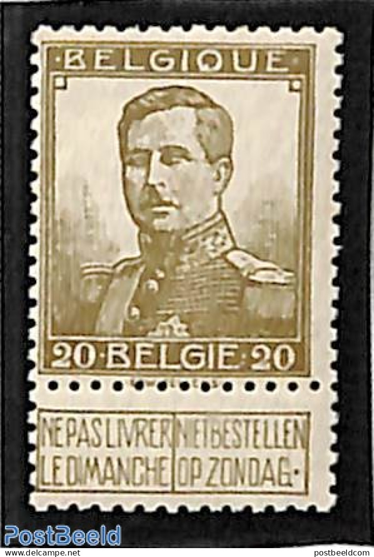 Belgium 1912 20c, Stamp Out Of Set, Mint NH - Neufs
