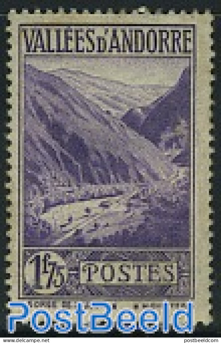 Andorra, French Post 1932 1.75F, Stamp Out Of Set, Unused (hinged) - Ungebraucht