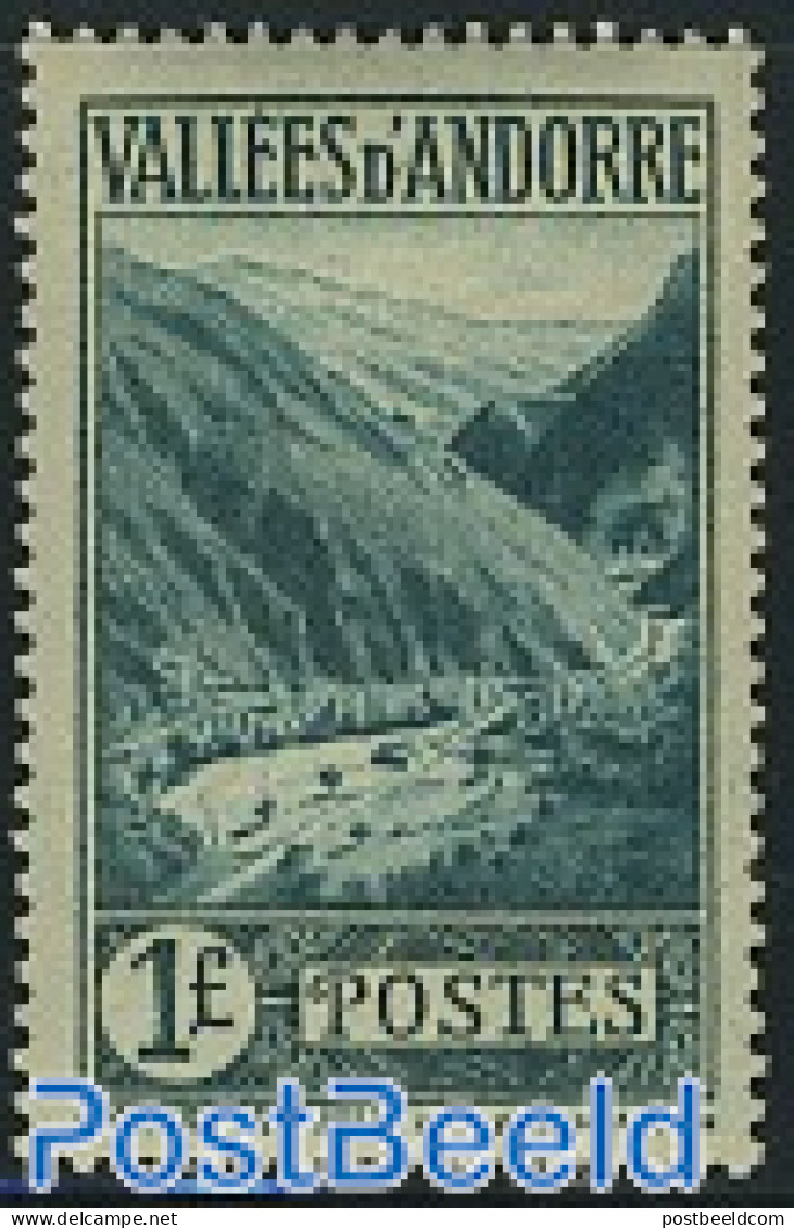 Andorra, French Post 1932 1F, Stamp Out Of Set, Unused (hinged) - Ongebruikt