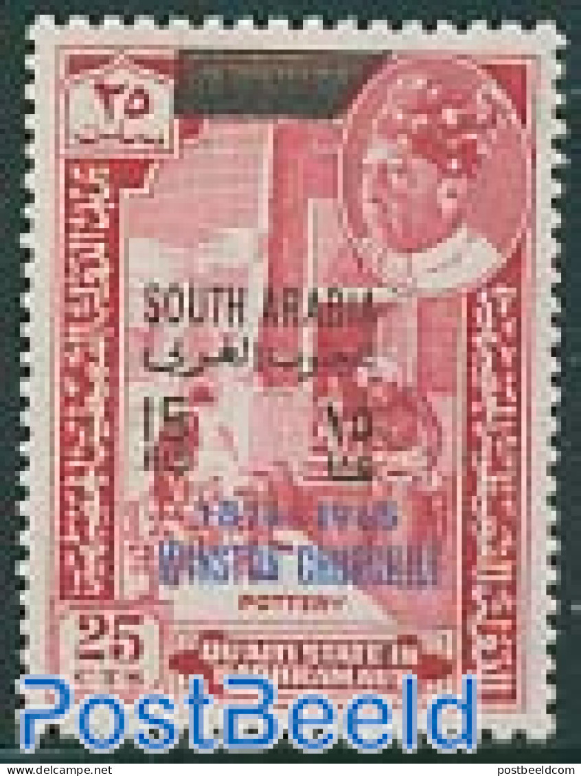 Aden 1966 15F On 25c, Stamp Out Of Set, Mint NH, History - Churchill - Art - Handicrafts - Sir Winston Churchill