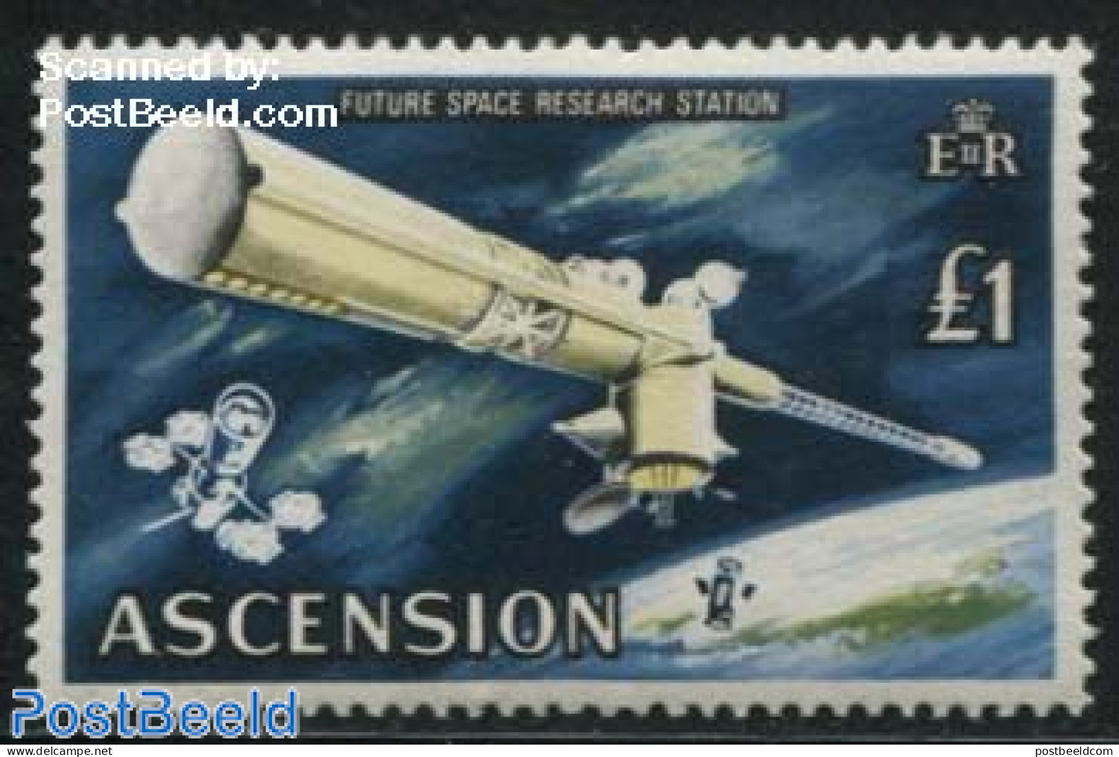 Ascension 1971 1 Pound, Stamp Out Of Set, Mint NH, Transport - Space Exploration - Ascension (Ile De L')