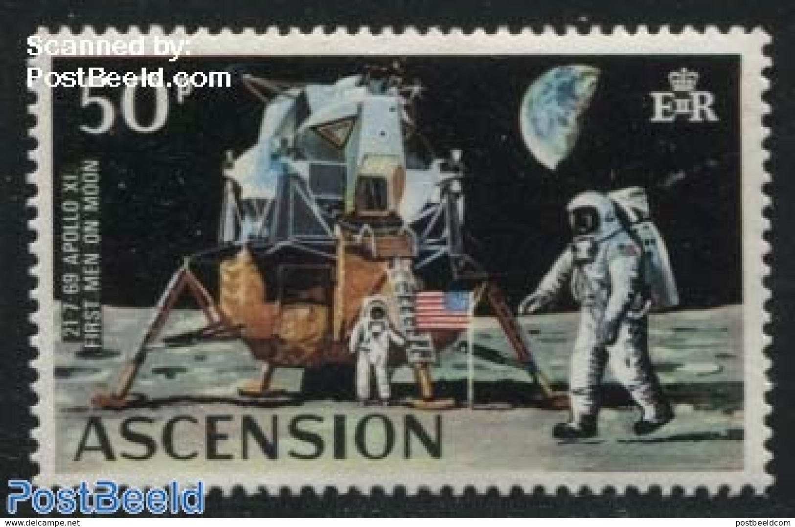 Ascension 1971 50p, Stamp Out Of Set, Mint NH, Transport - Space Exploration - Ascensione