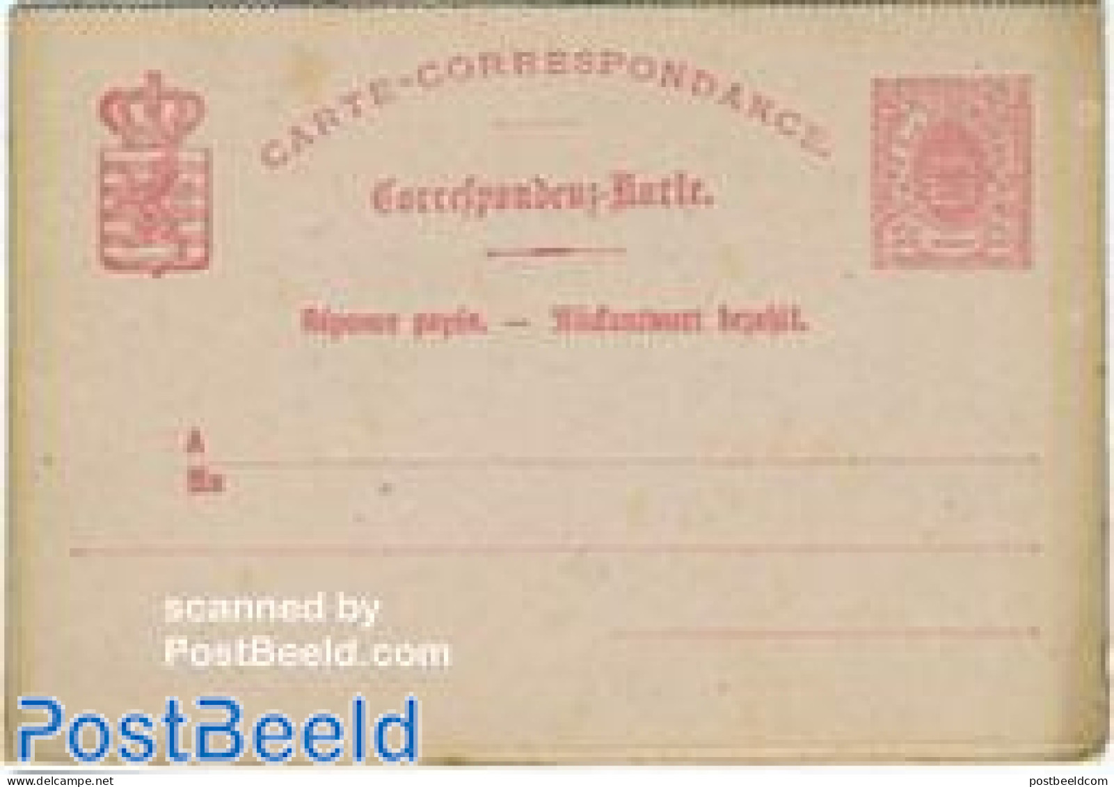 Luxemburg 1878 Postcard With Answer 12.5/12.5c Carmine, Unused Postal Stationary - Brieven En Documenten