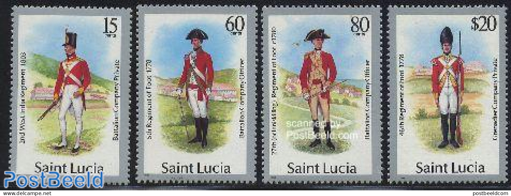 Saint Lucia 1987 Uniforms 4v, Mint NH, Various - Uniforms - Costumes