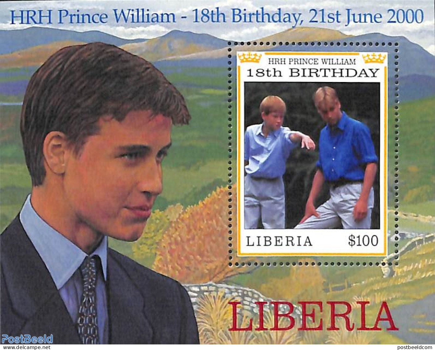 Liberia 2000 Prince William S/s, Mint NH, History - Kings & Queens (Royalty) - Königshäuser, Adel