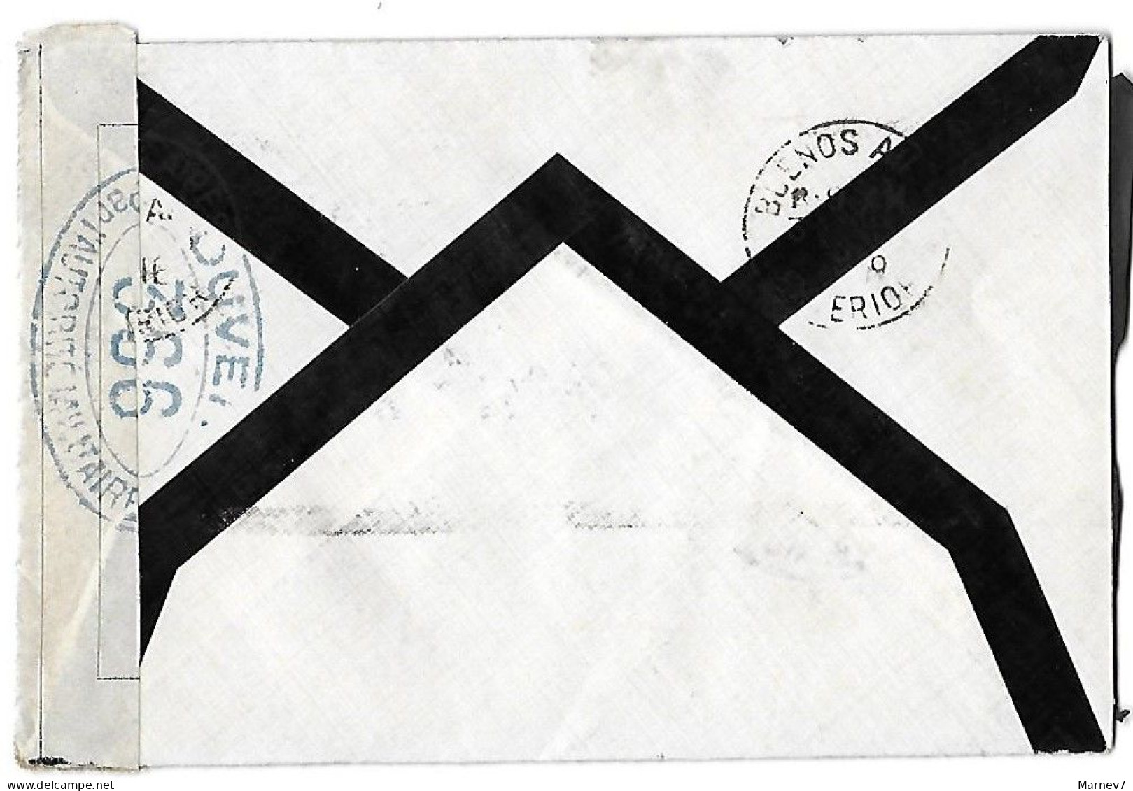 Lettre BUENOS AIRES Argentine Pour BORDEAUX 1916 Ouvert Par Autorité Militaire 366 - Censure Censurée - Contrôle Postal - Lettres & Documents