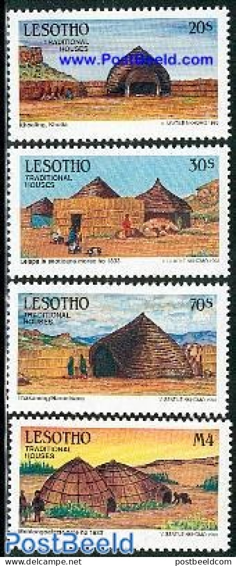 Lesotho 1993 Traditional Houses 4v, Mint NH, Art - Architecture - Lesotho (1966-...)