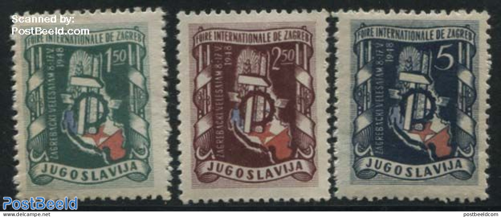 Yugoslavia 1948 Zagreb Fair 3v, Mint NH, Various - Export & Trade - Neufs