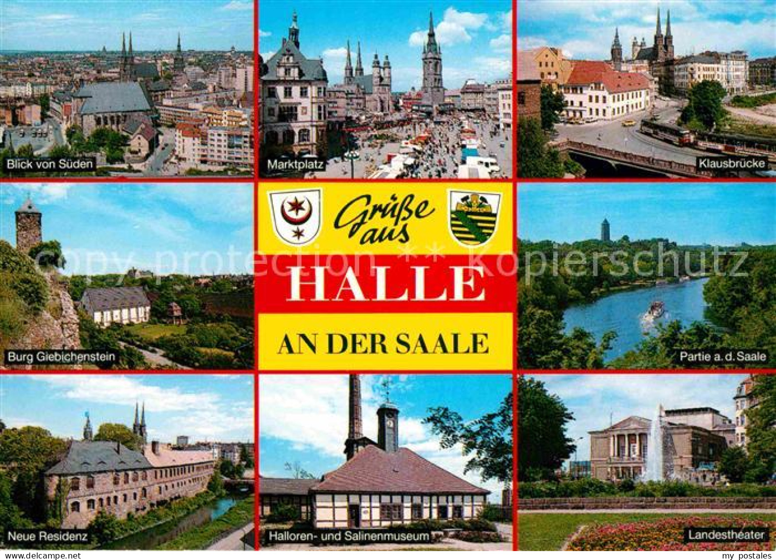 72640446 Halle Saale Stadtbild Von Sueden Marktplatz Klausbruecke Saale Landesth - Halle (Saale)