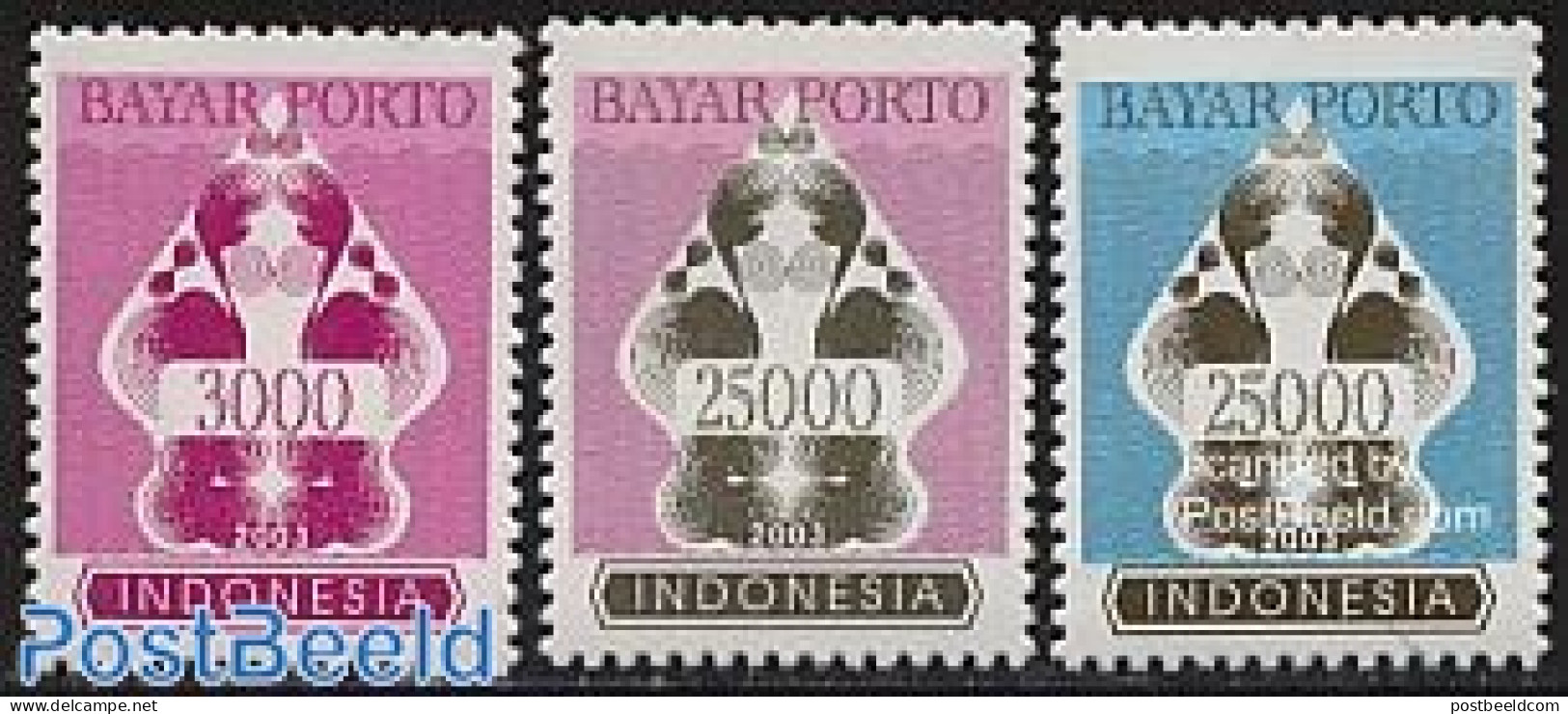 Indonesia 2003 Postage Due 3v, Mint NH - Indonésie