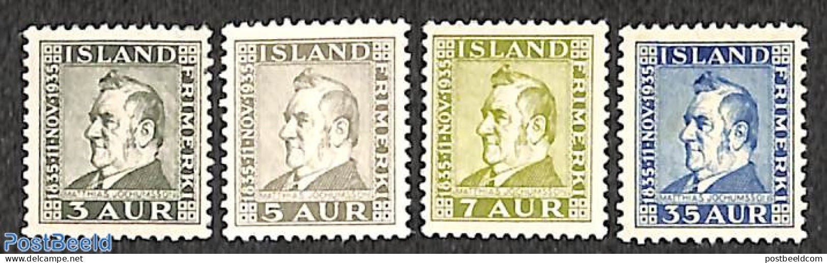Iceland 1935 Matthias Jochumsson 4v, Unused (hinged), Art - Authors - Unused Stamps