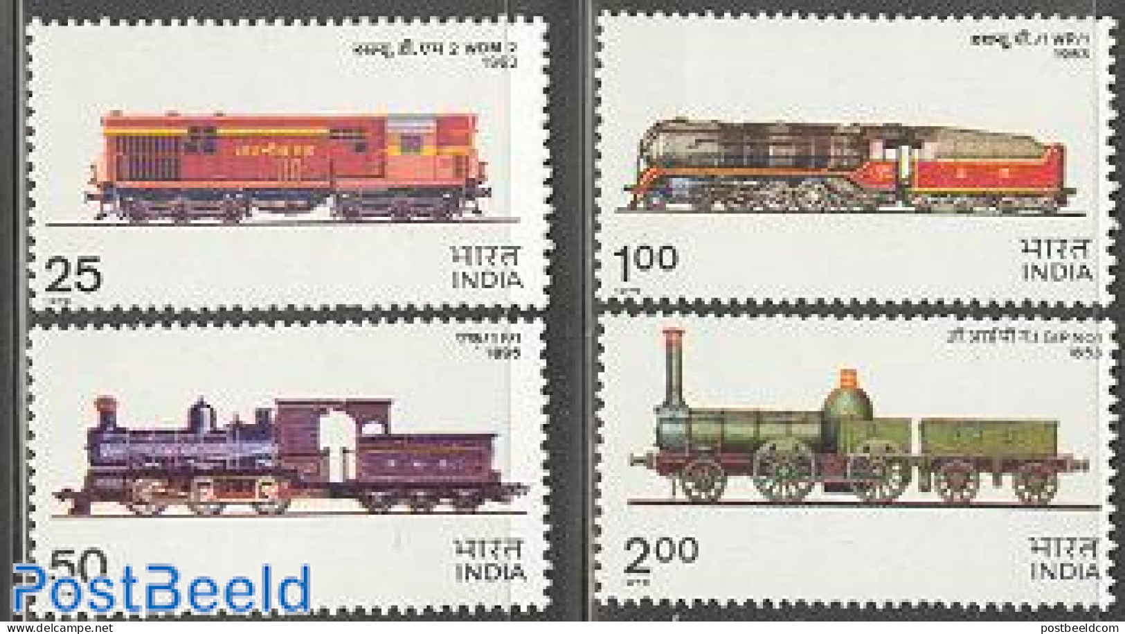 India 1976 Locomotives 4v, Mint NH, Transport - Railways - Nuevos