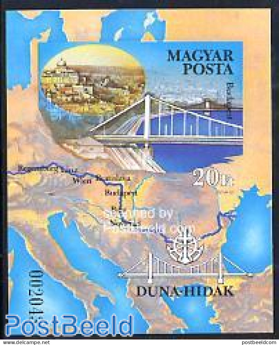 Hungary 1985 Bridges S/s Imperforated, Mint NH, Various - Maps - Art - Bridges And Tunnels - Neufs