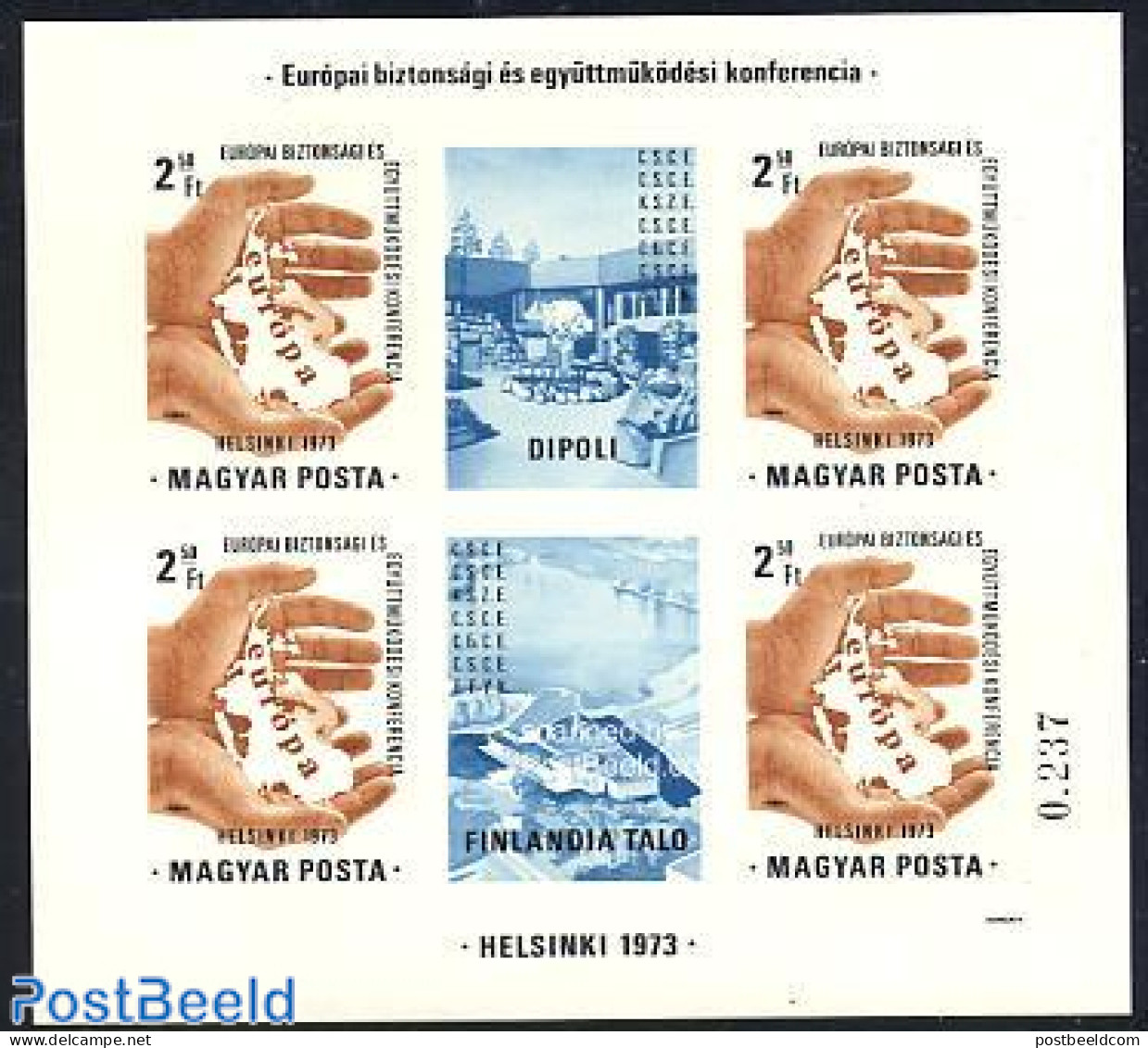Hungary 1973 KSZE Conference S/s Imperforated, Mint NH, History - Various - Europa Hang-on Issues - Maps - Unused Stamps
