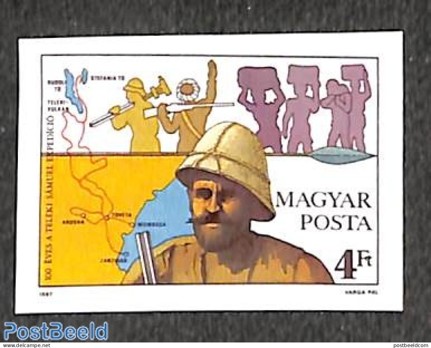 Hungary 1987 Africa Expedition 1v Imperforated, Mint NH, History - Explorers - Nuevos