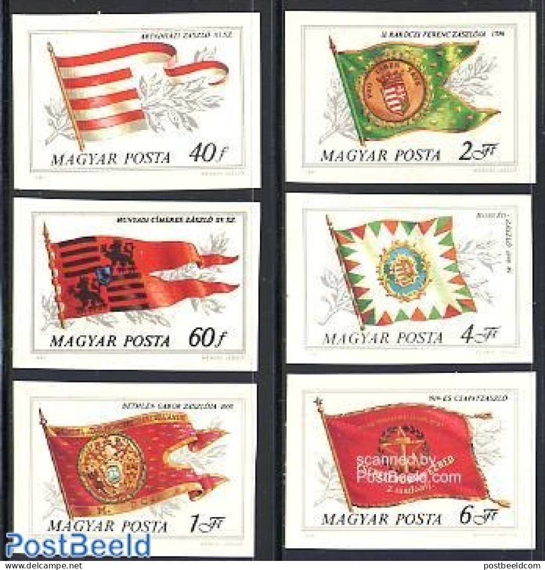 Hungary 1981 Historical Flags 6v Imperforated, Mint NH, History - Flags - Neufs