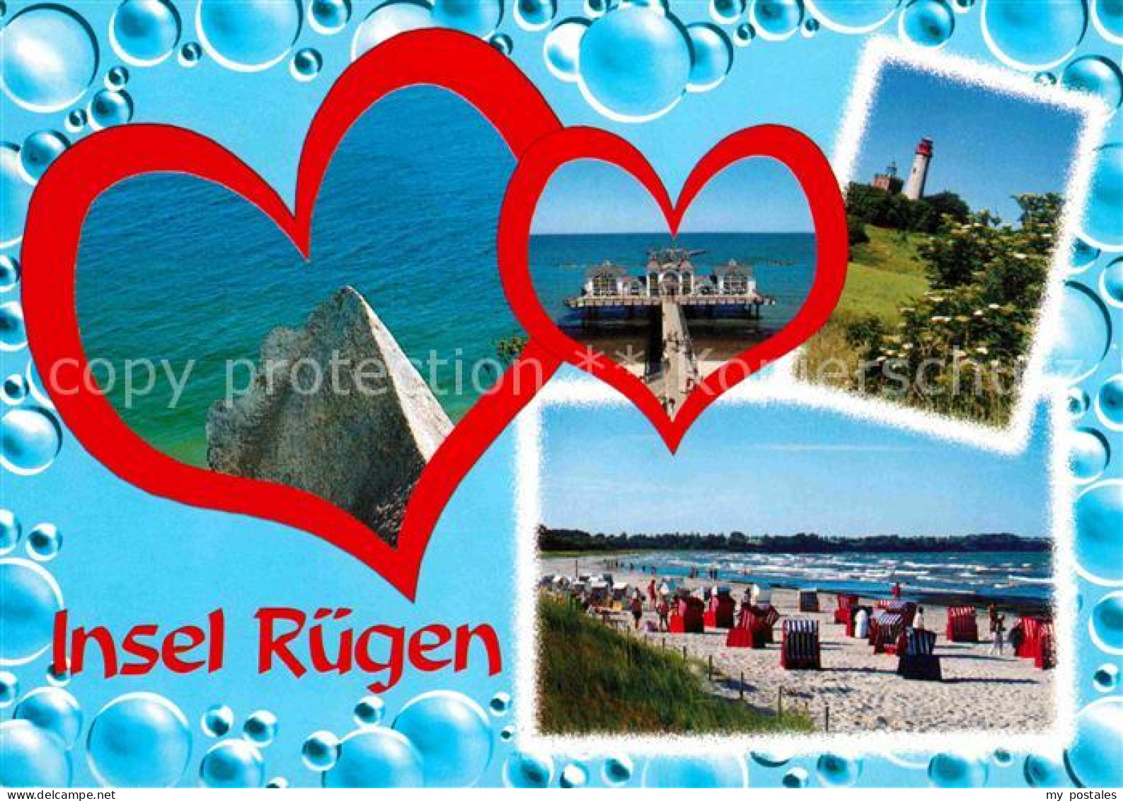 72640426 Insel Ruegen Strand Leuchtturm Seebruecke Kreidefelsen Herzen Bergen - Sonstige & Ohne Zuordnung